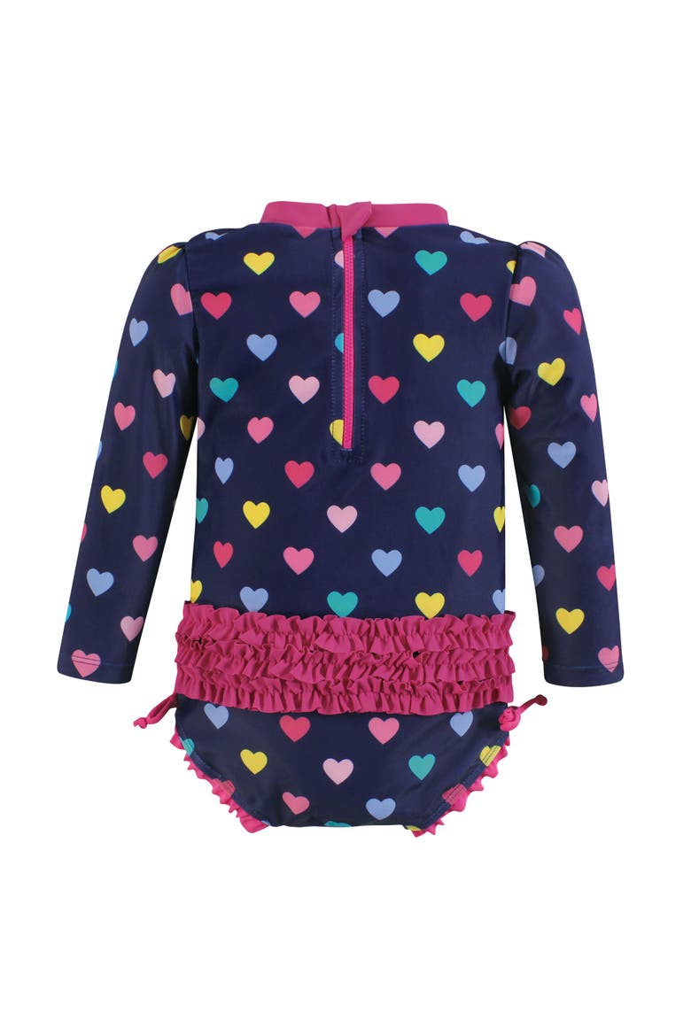 Rashguard Baby and Toddler Swimsuit, Alternate, color, Navy Hearts