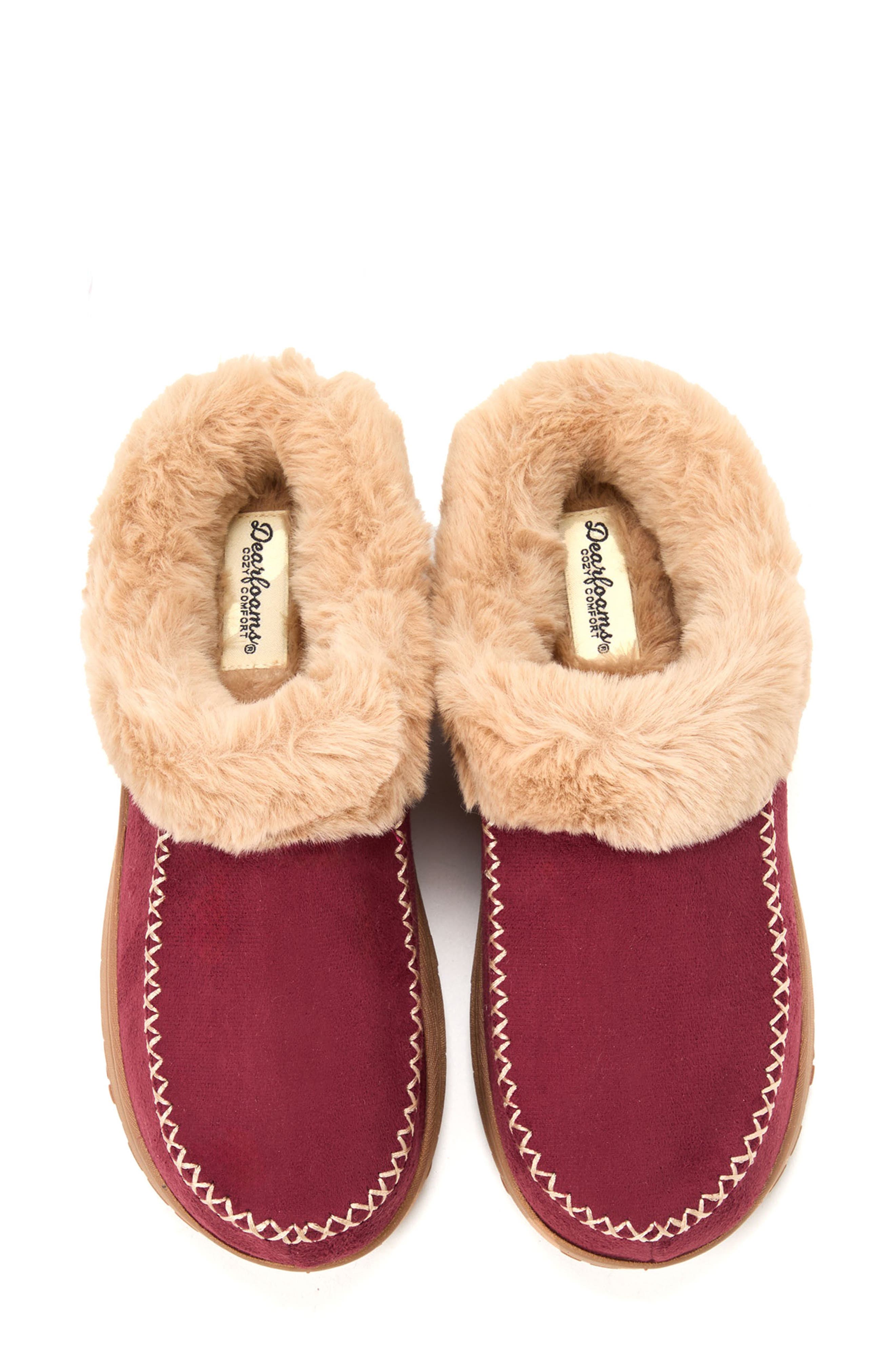 Microsuede Moc Toe Clog Slipper, Alternate, color, BERRY