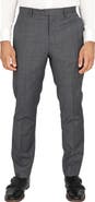 Scotch & Soda Grey Windowpane Check Flat Front Stretch Wool Dress Pants