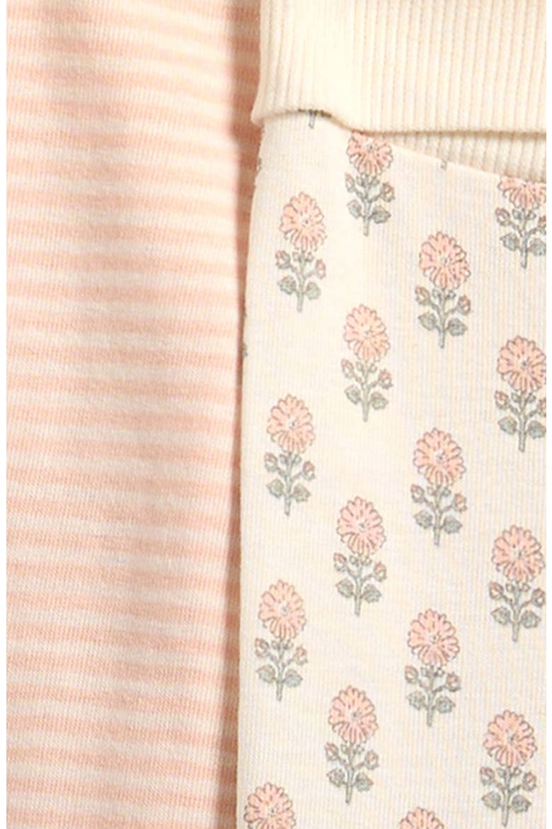 Set of 2 Assorted Organic Cotton Knit Pants, Alternate, color, LIGHT PINK FLORAL STRIPE
