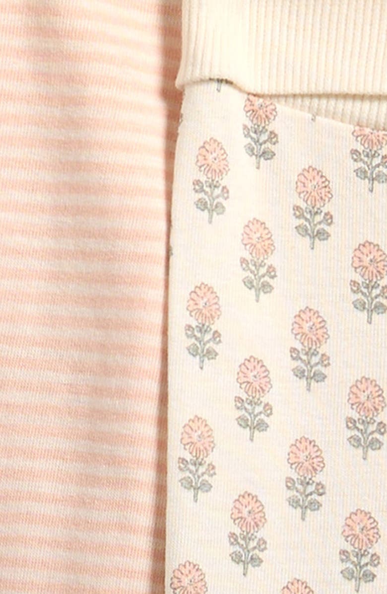 Little Planet Set of 2 Assorted Organic Cotton Knit Pants, Alternate, color, Light Pink Floral Stripe