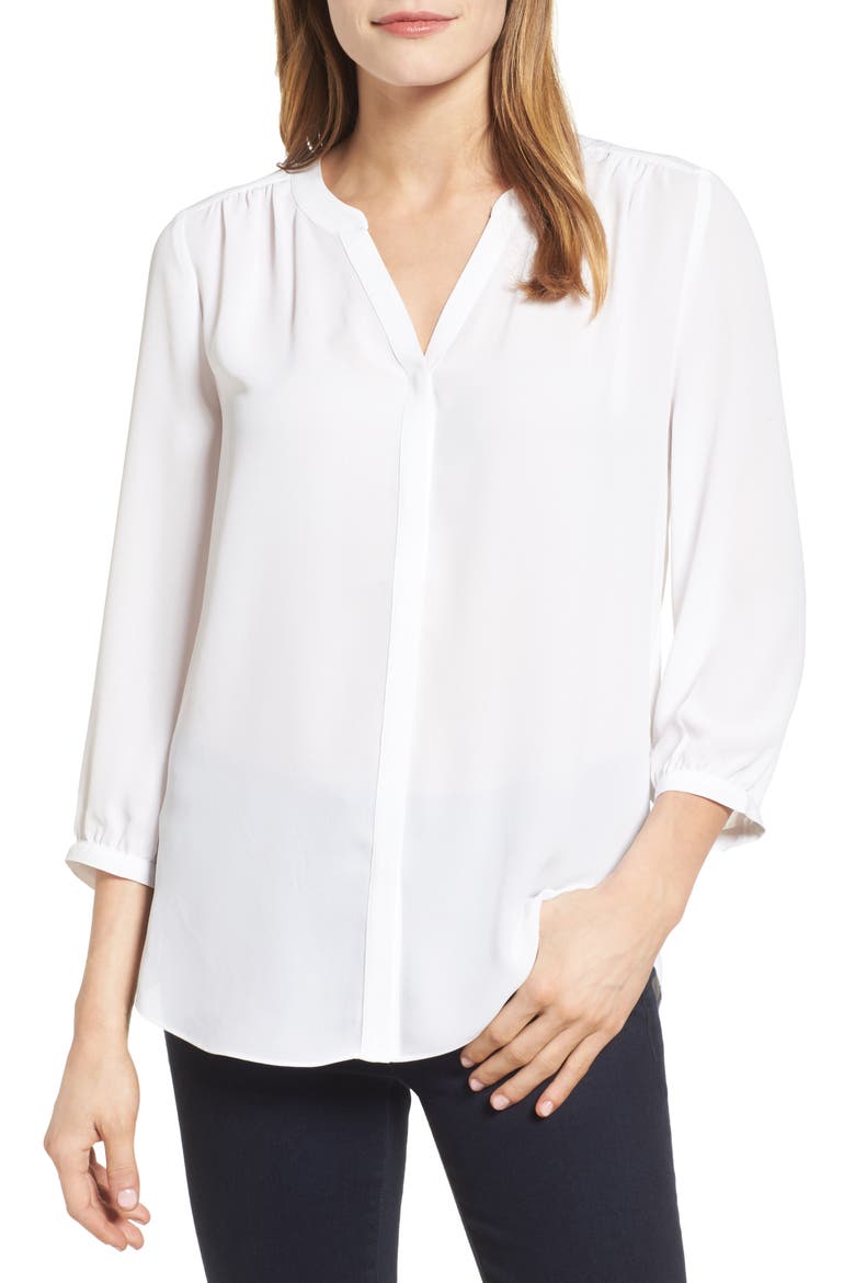 Pintuck Blouse, Main, color, OPTIC WHITE