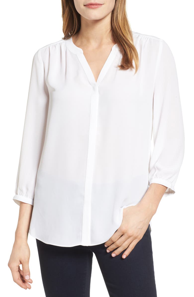 NYDJ Pintuck Blouse, Main, color, Optic White
