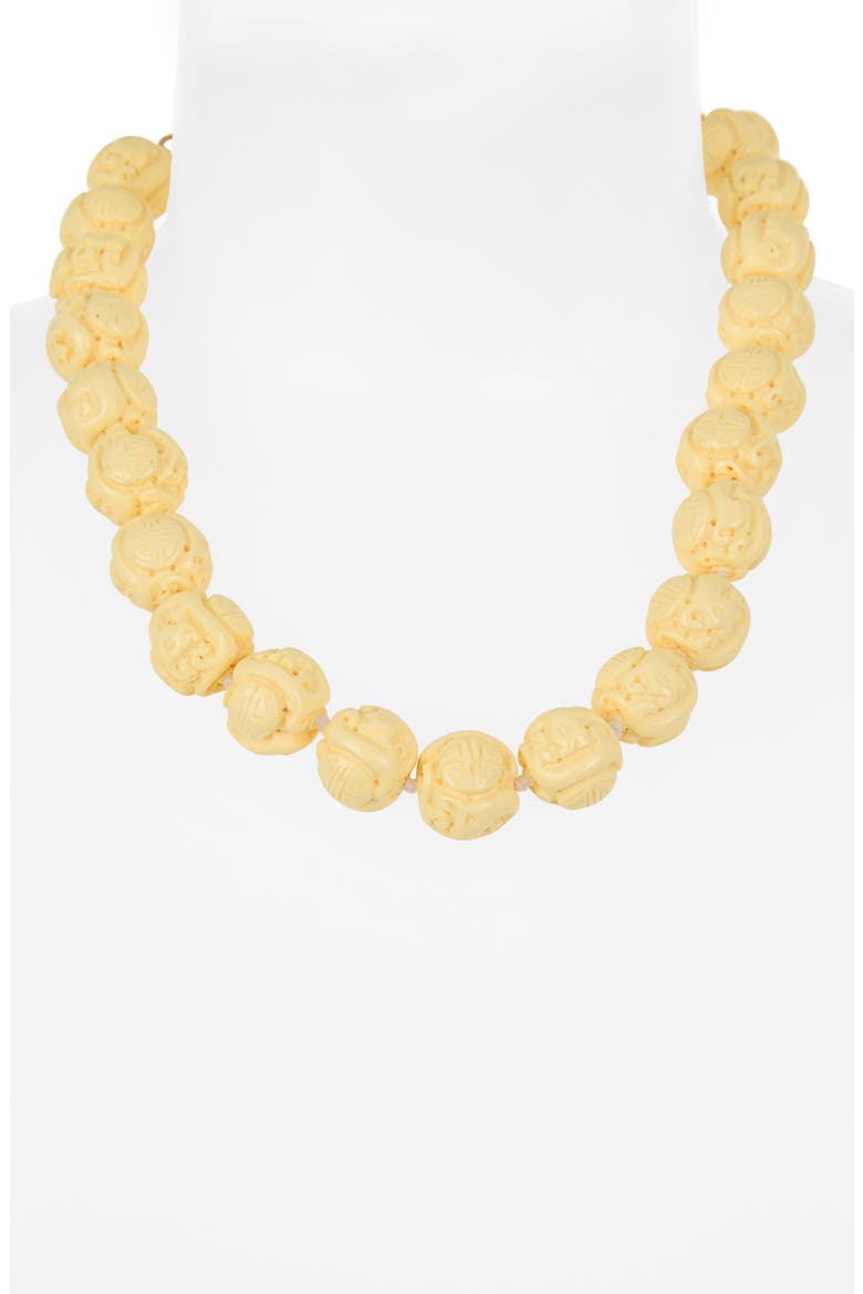 Carved Resin Beaded Necklace, Alternate, color, IVORY