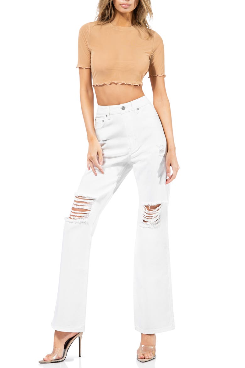 Isla Mesh Crop Shirt, Alternate, color, TAN