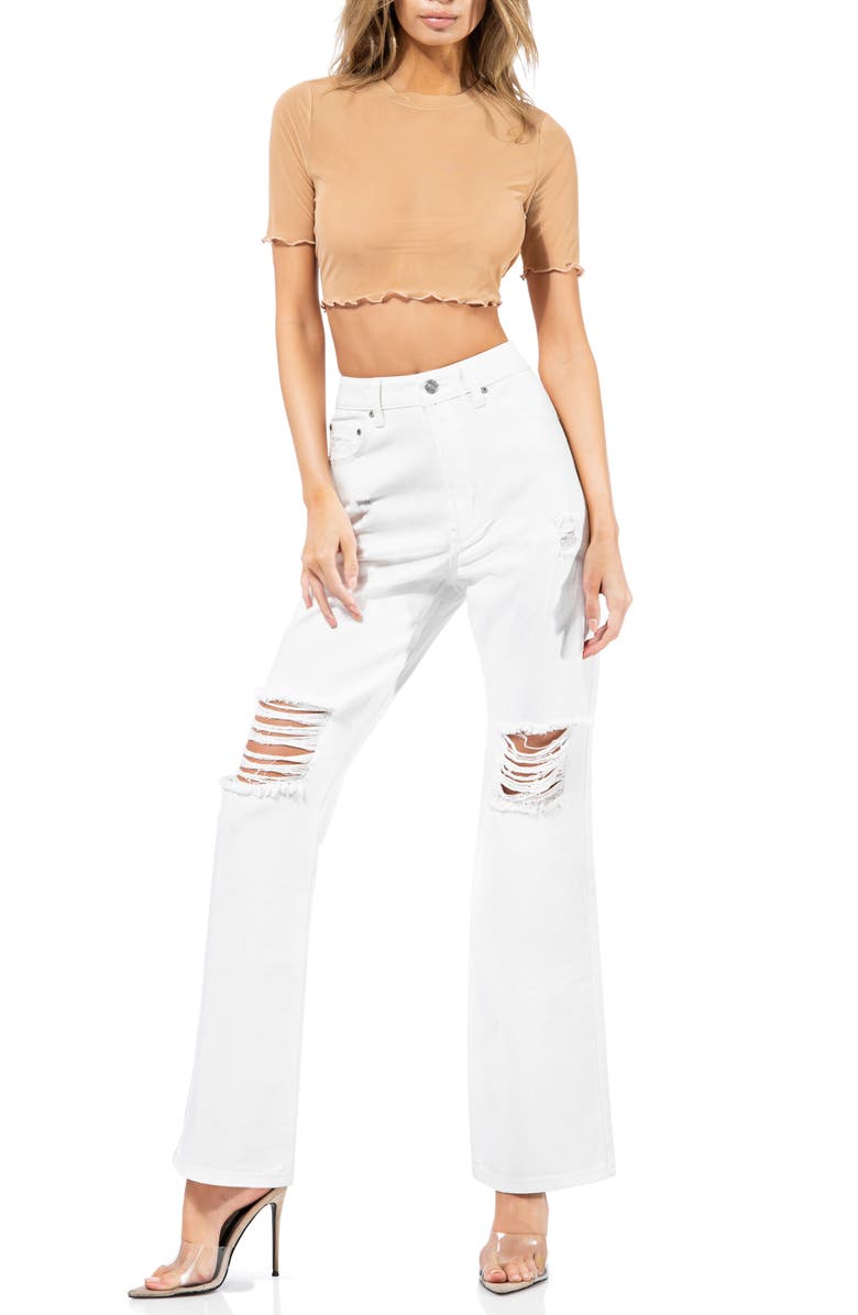 AFRM Isla Mesh Crop Shirt, Alternate, color, 