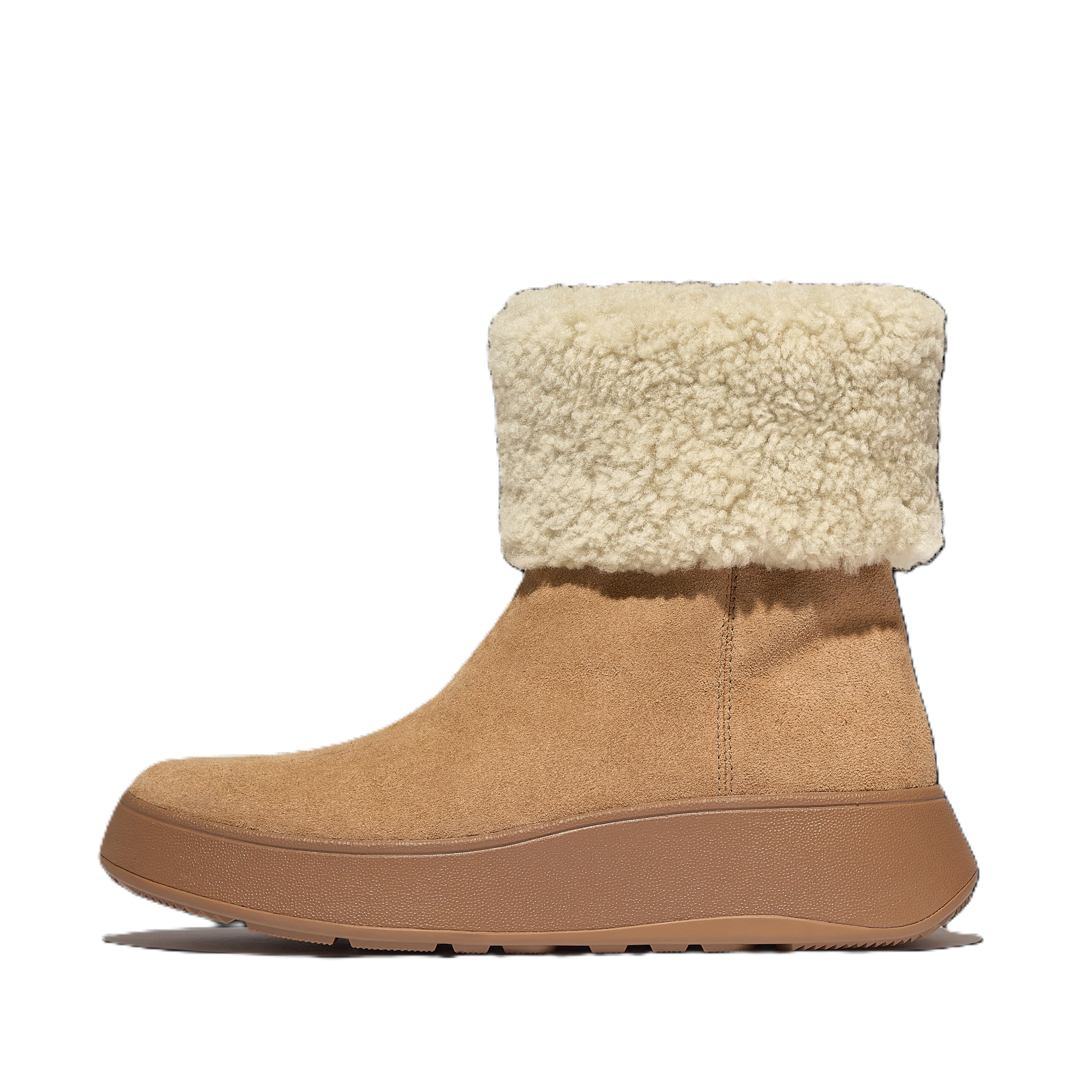 FitFlop F Mode Shearling Collar Zip, Alternate, color, Desert Tan