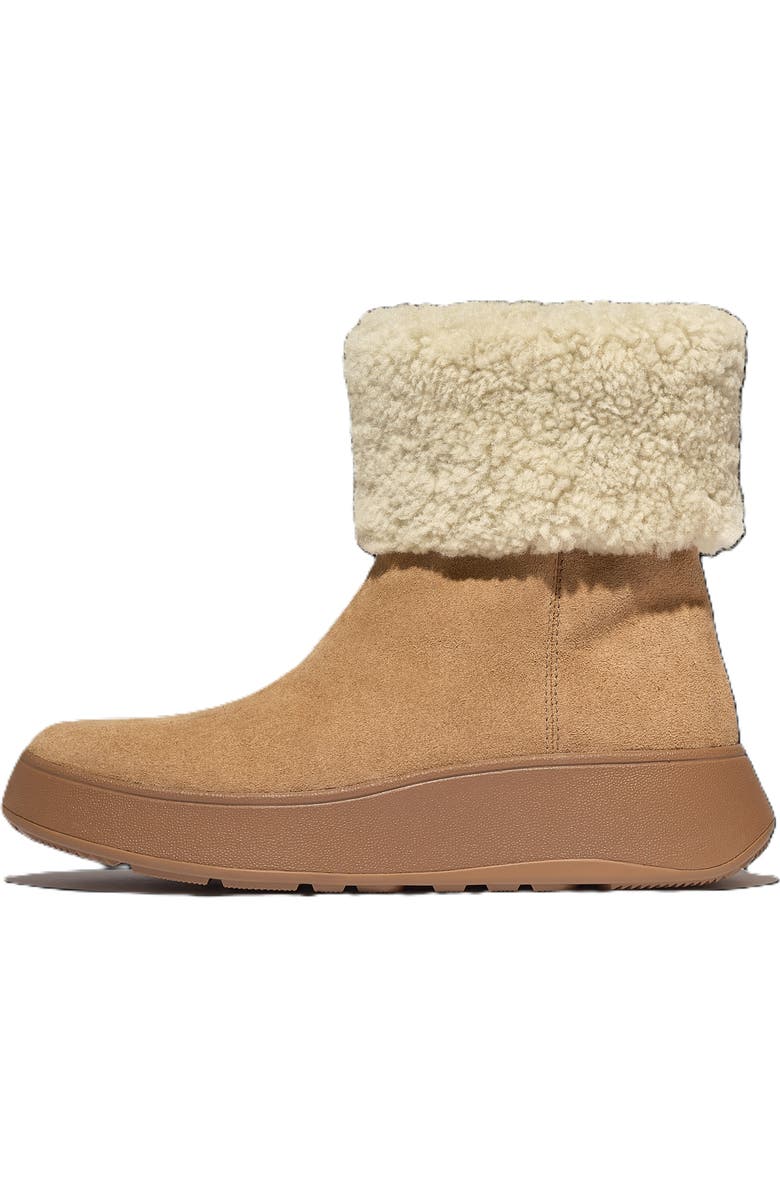 FitFlop F Mode Shearling Collar Zip, Alternate, color, Desert Tan