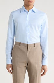 Nordstrom Extratrim Fit Light Blue Premium Cotton Dobby Dress Shirt