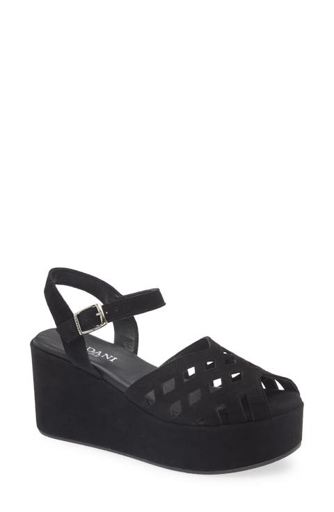 Jaymie Ankle Strap Peep Toe Platform Wedge Sandal (Women)