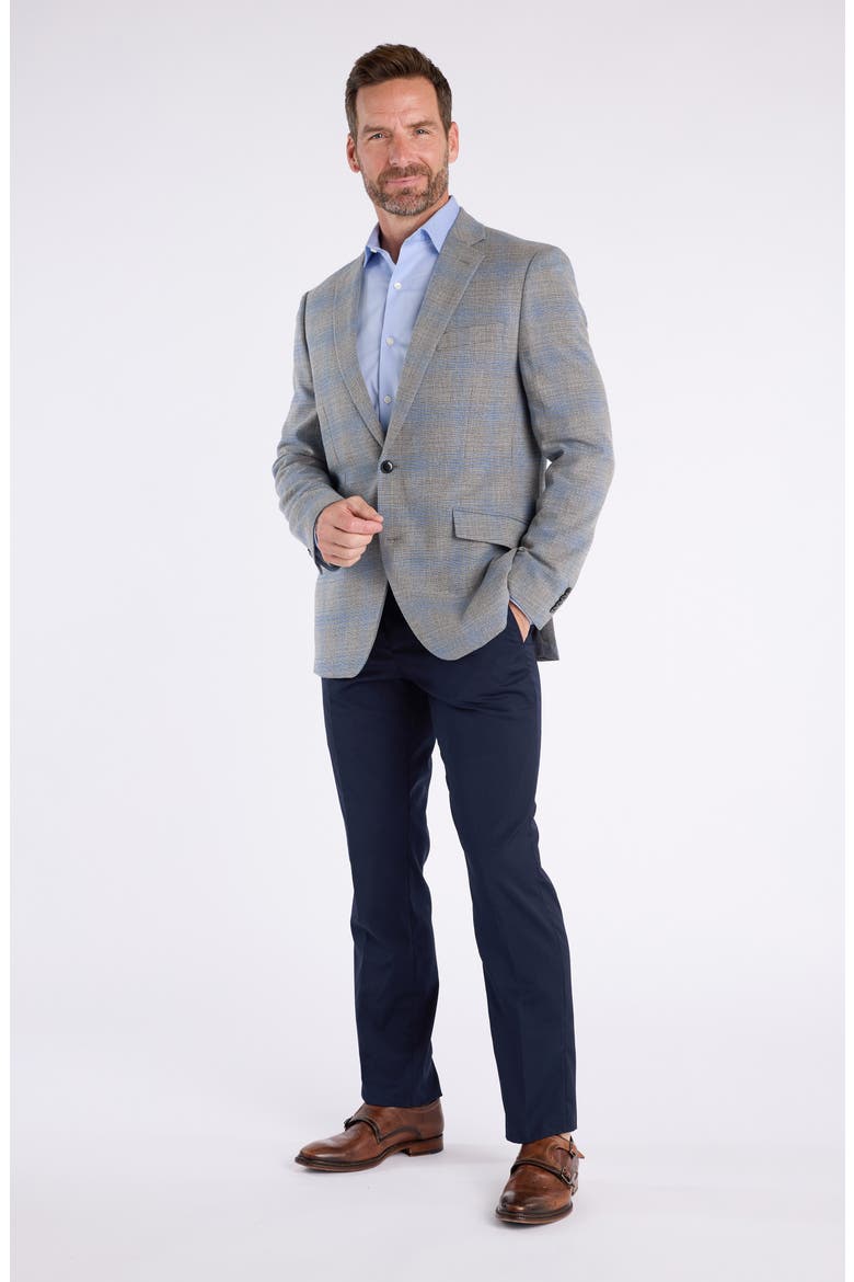 Light Grey & Blue Plaid Sport Coat, Alternate, color, GREY