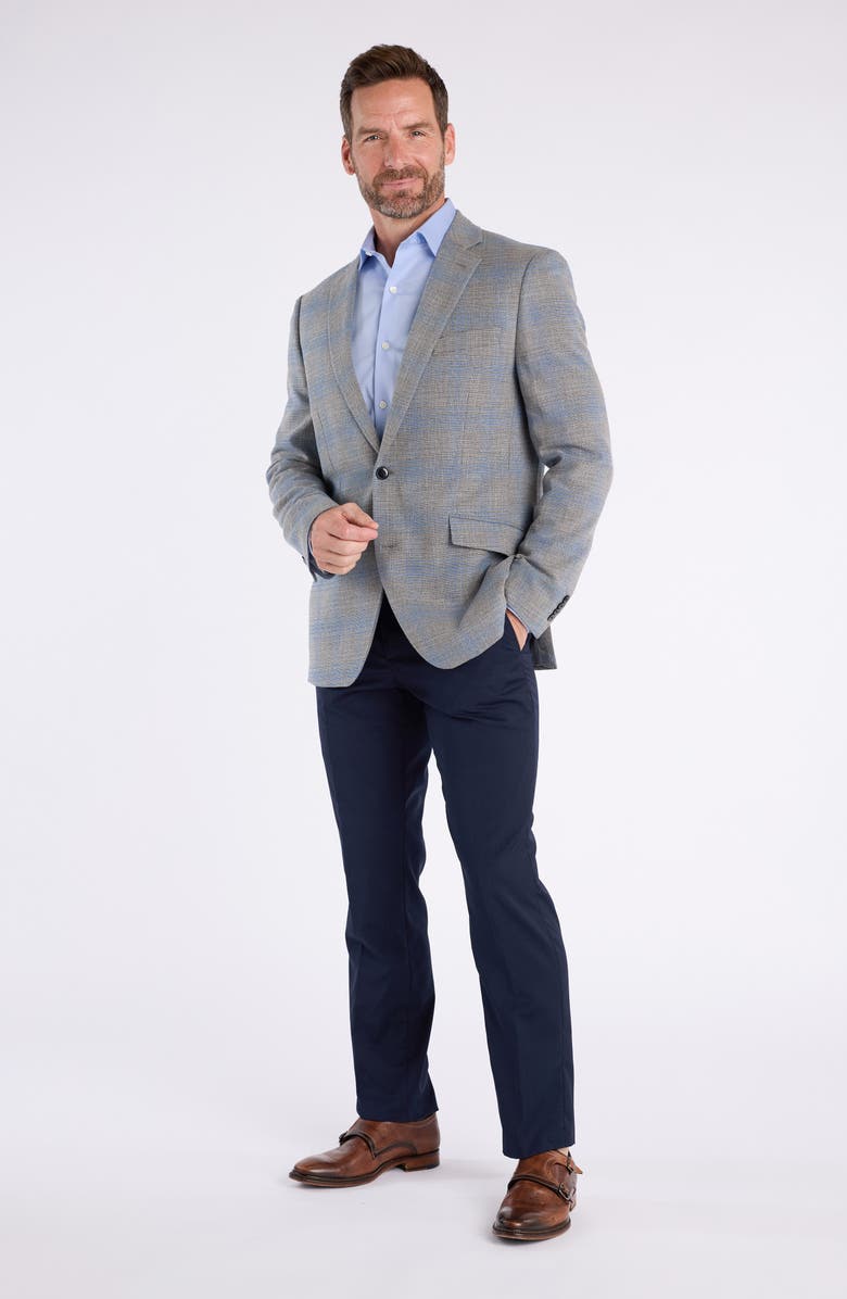 SAVILE ROW CO Light Grey & Blue Plaid Sport Coat, Alternate, color, Grey