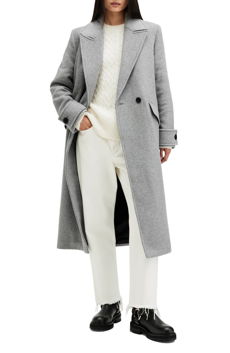 AllSaints Mabel Double Breasted Coat, Main, color, Ultimate Grey