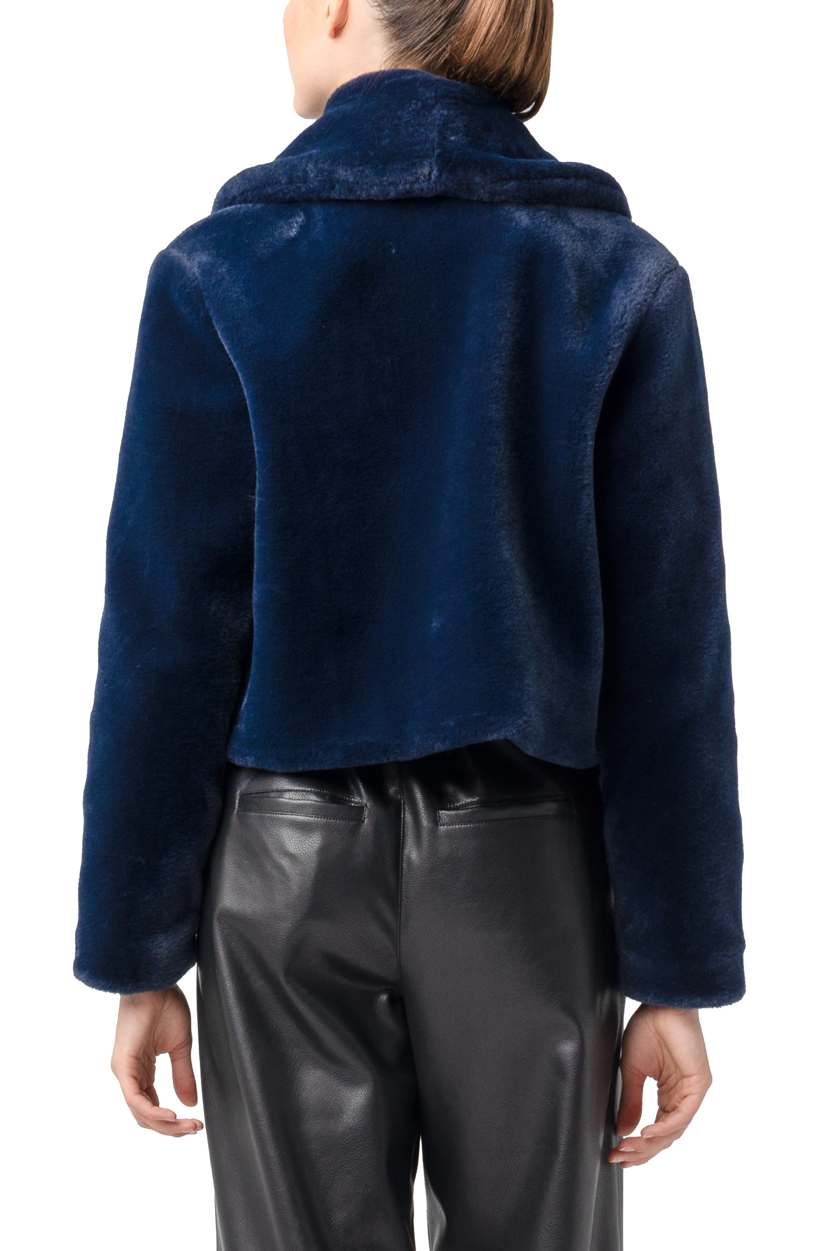 Shawl Collar Faux Fur Jacket - image 4