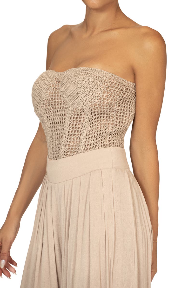 JLUXLABEL Want It All Open Stitch Strapless Bustier Top, Alternate, color, Beige