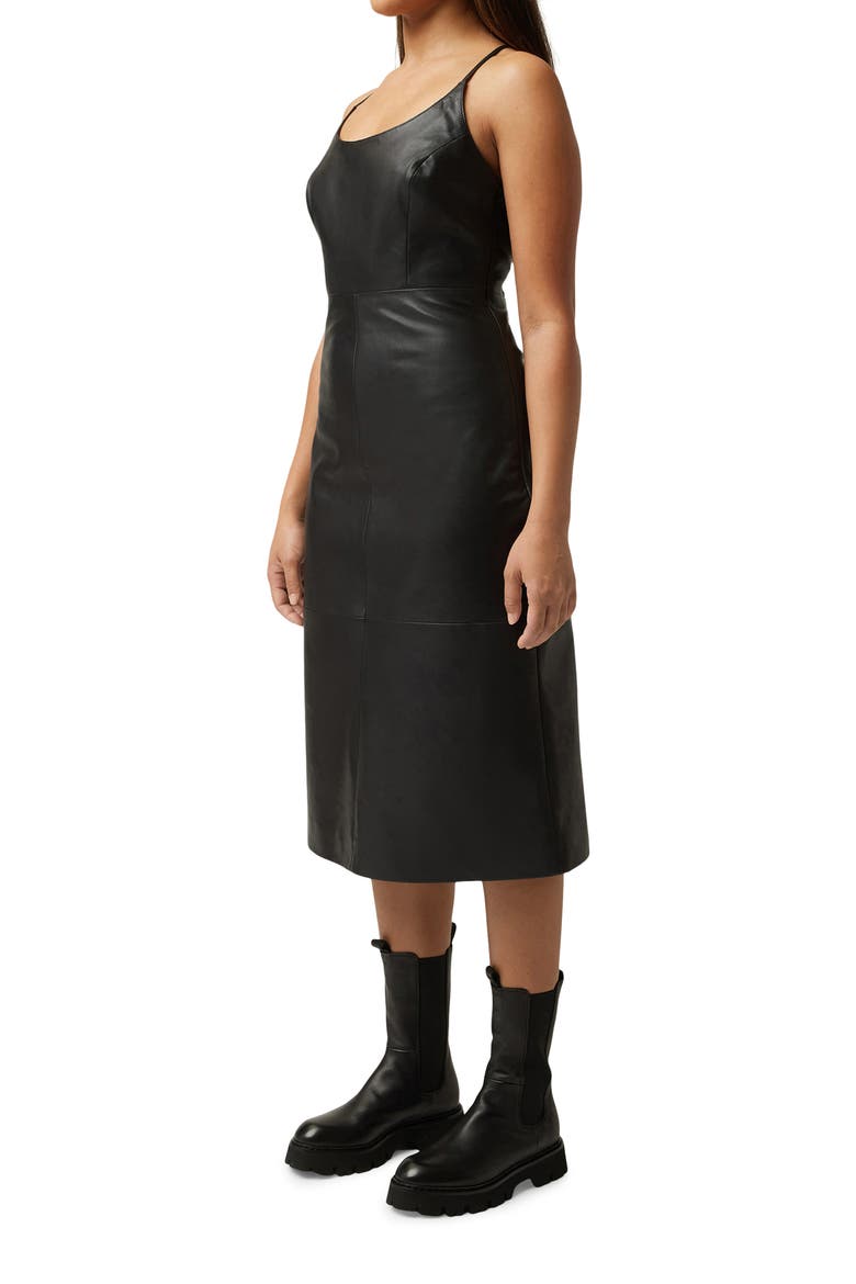 Lace-Up Leather Dress, Alternate, color, BLACK