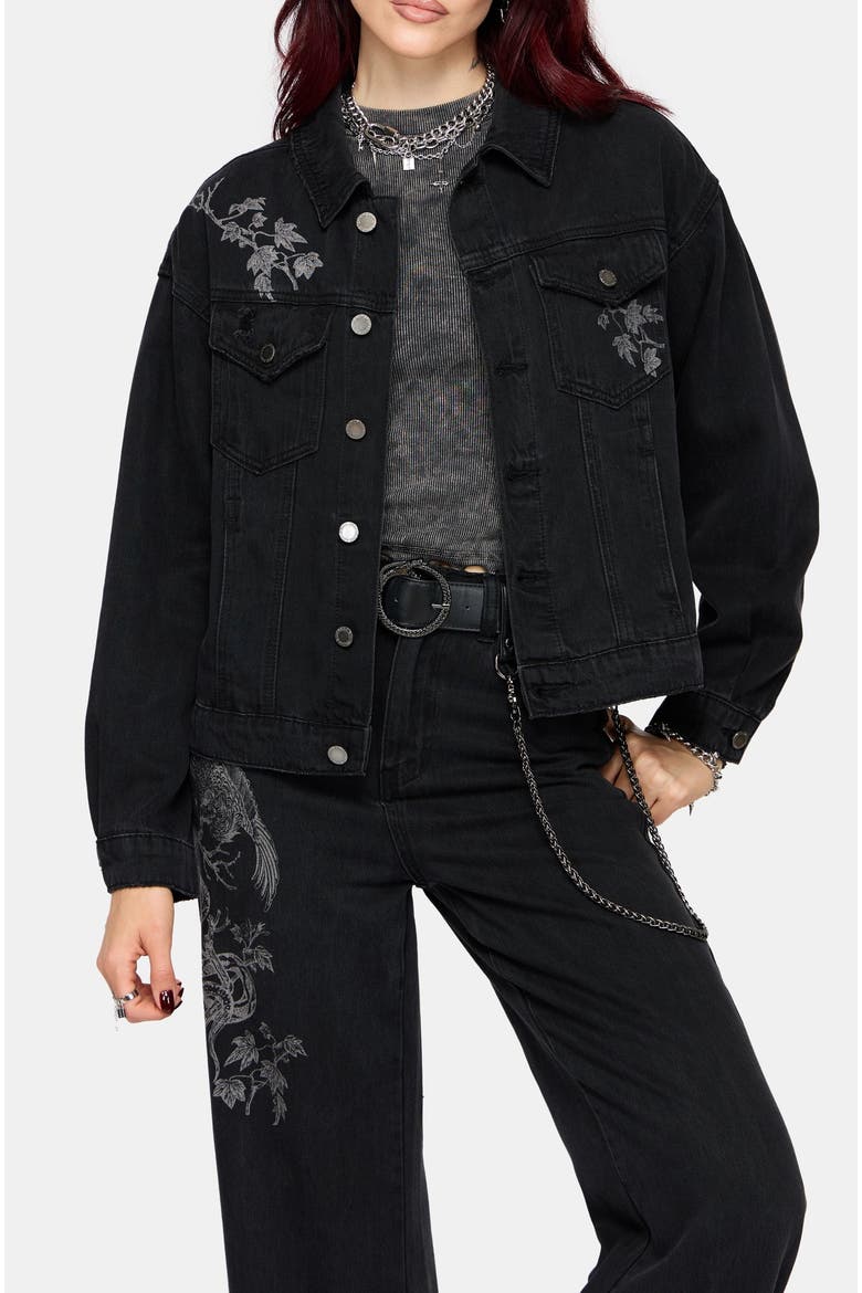 Cleo Phoenix Denim Jacket, Main, color, Black