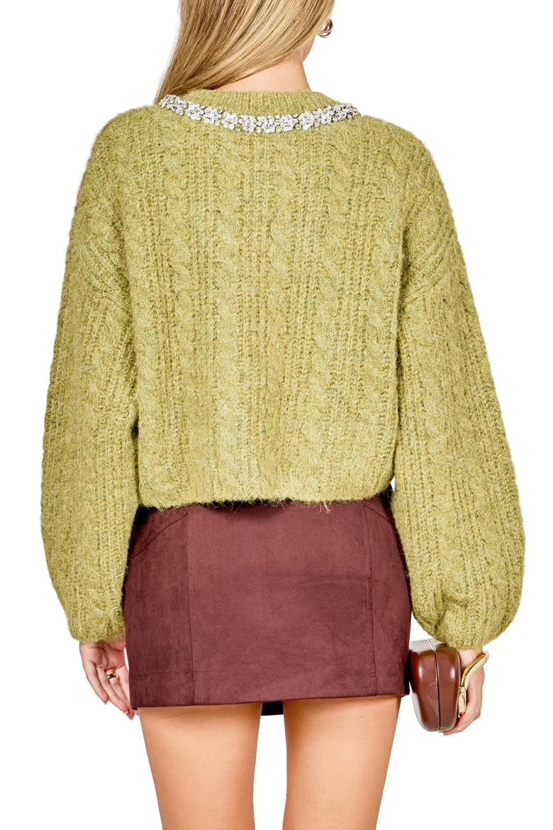 Jewel Fuzzy Cable Stitch Sweater, Alternate, color, CHARTREUSE