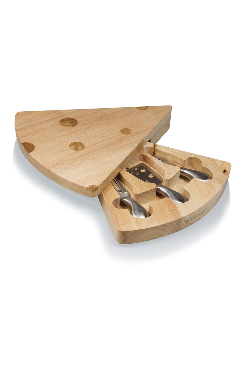 'Swiss Cheese' Cheese Board Set, Alternate, color, BROWN