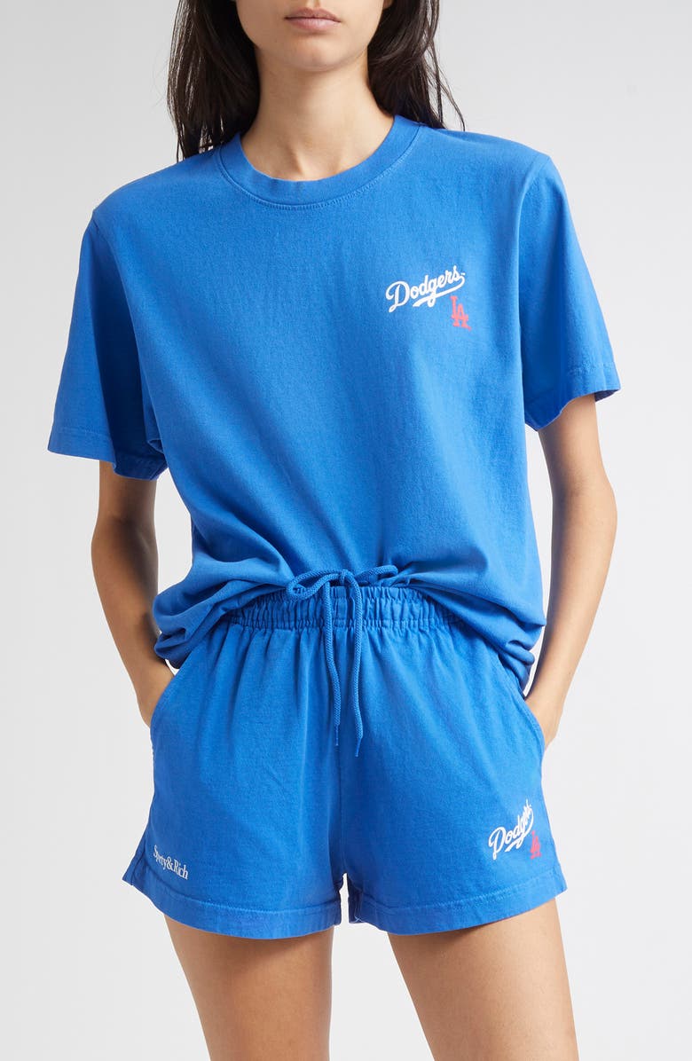 Sporty & Rich x LA Dodgers Serif Cotton T-Shirt, Main, color, 