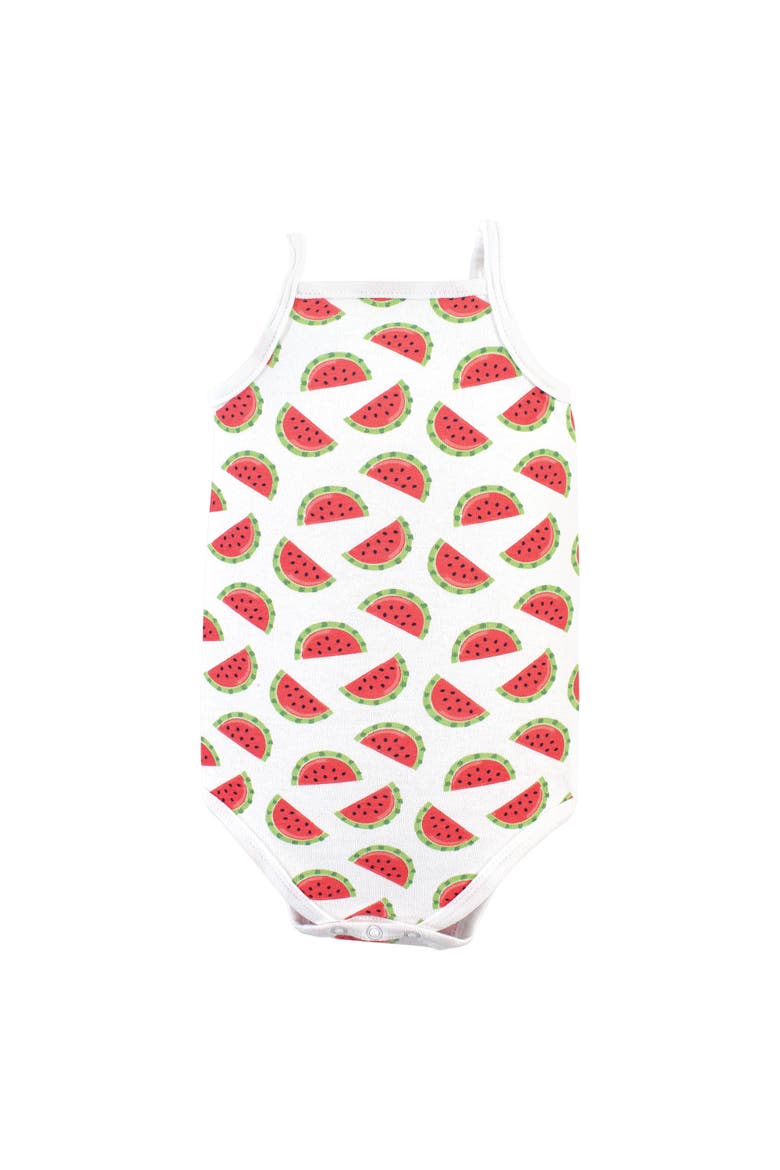 Soft Cotton Sleeveless Bodysuit, Alternate, color, Watermelon