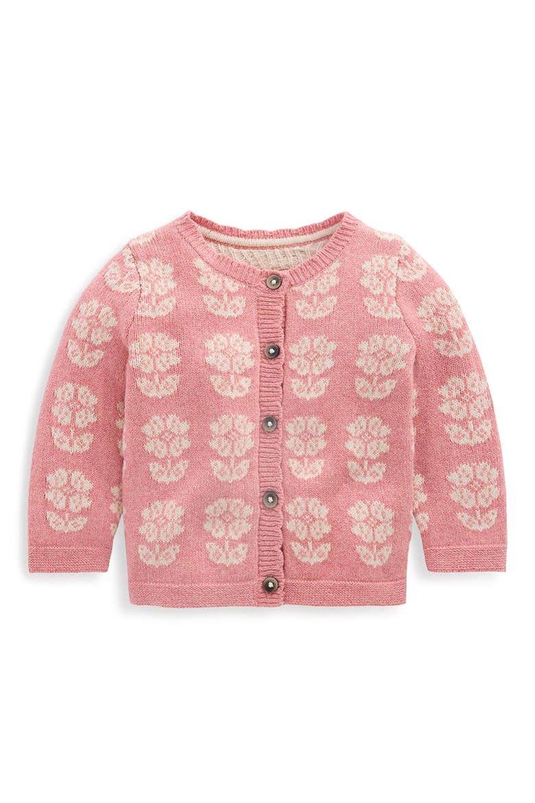 Kids' Fair Isle Cardigan, Main, color, PINK HEATHER MARL