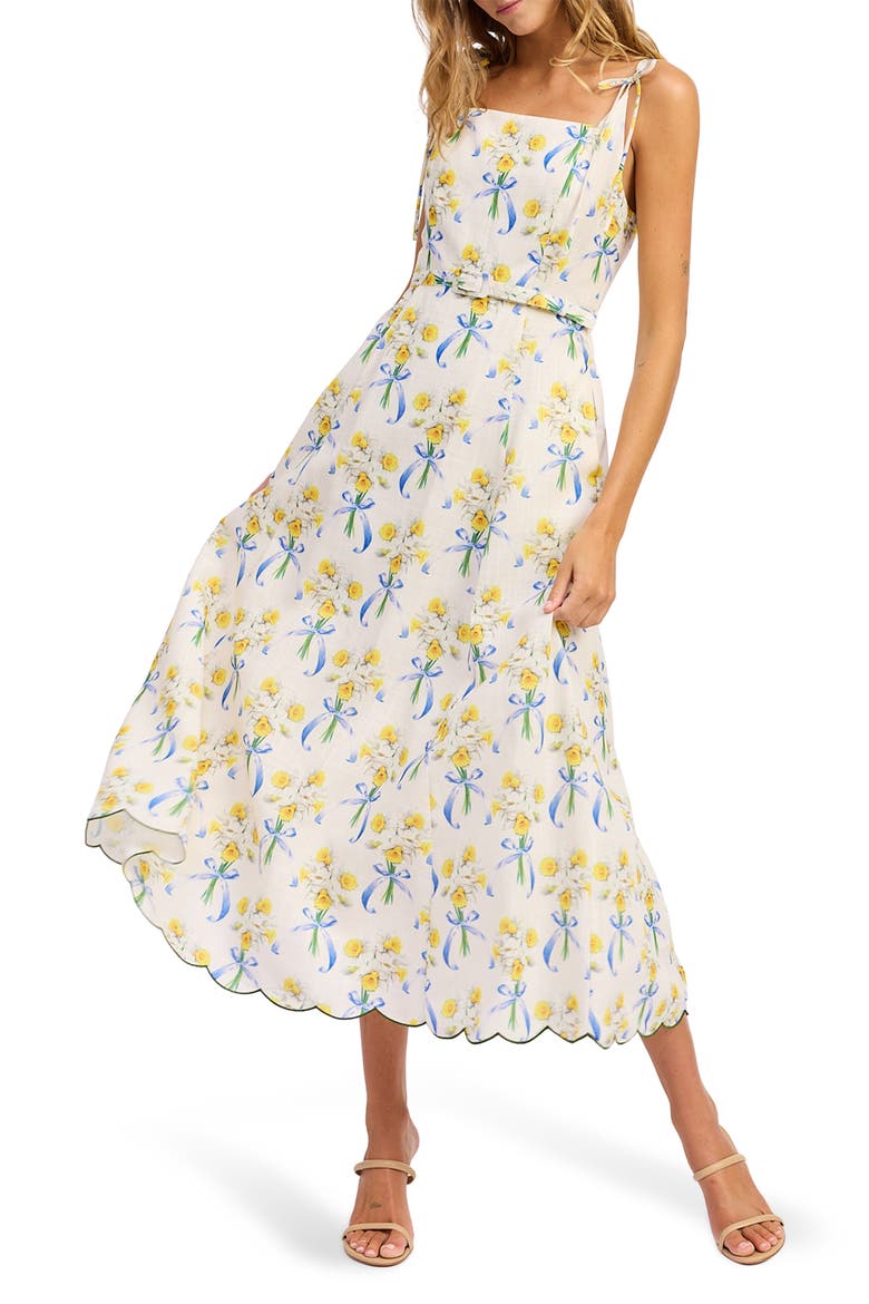 floral belted maxi dress Multi-Colored Floral Satin Cutout Belted Maxi Dress