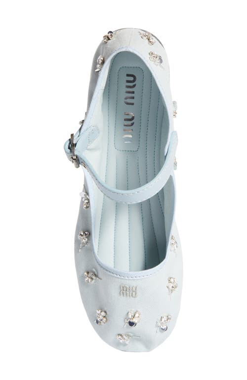 Miu Miu Crystal Embellished Canvas Mary Jane Ballet Flat In Animal Print