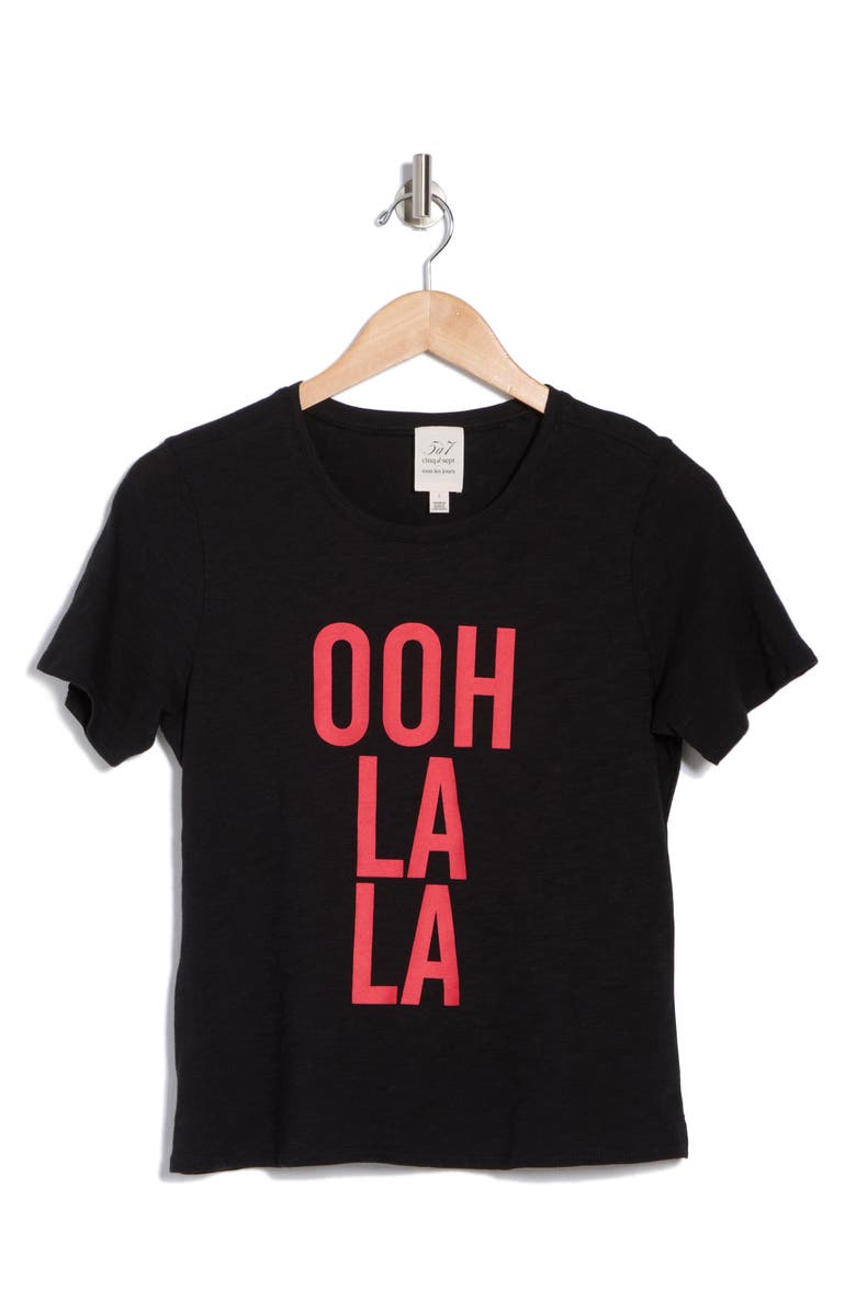 Cinq à Sept Ooh La La Shrunken Tee, Alternate, color, Black/ Cardinal