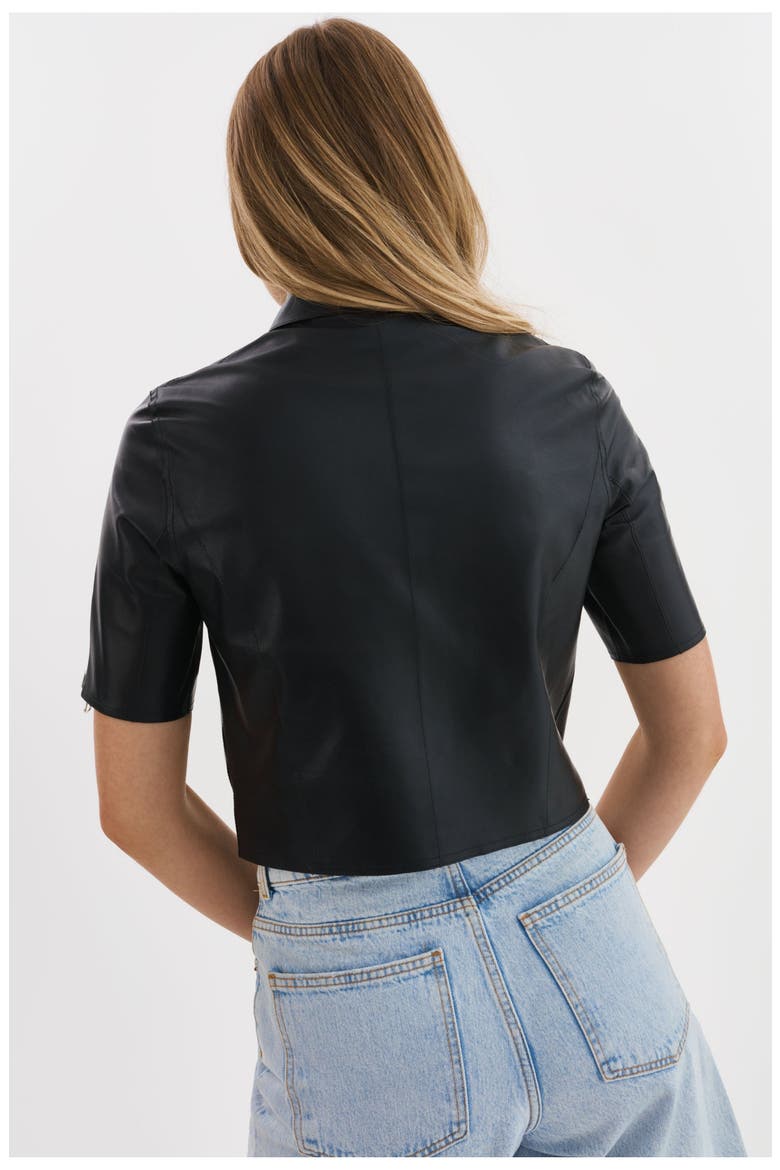 SEVANA | Reversible Leather Jacket, Alternate, color, Black/Silver