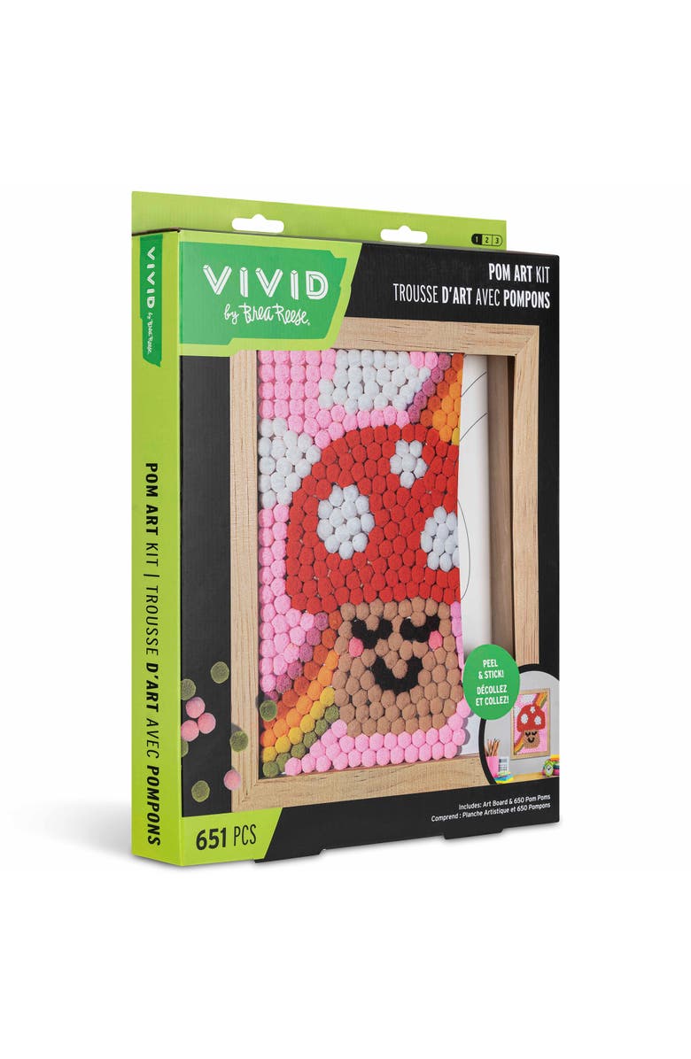 Brea Reese Vivid Pom Art Kit, Fuzzy Mushroom, Diy Peel & Stick Craft Set, Alternate, color, Multicolored