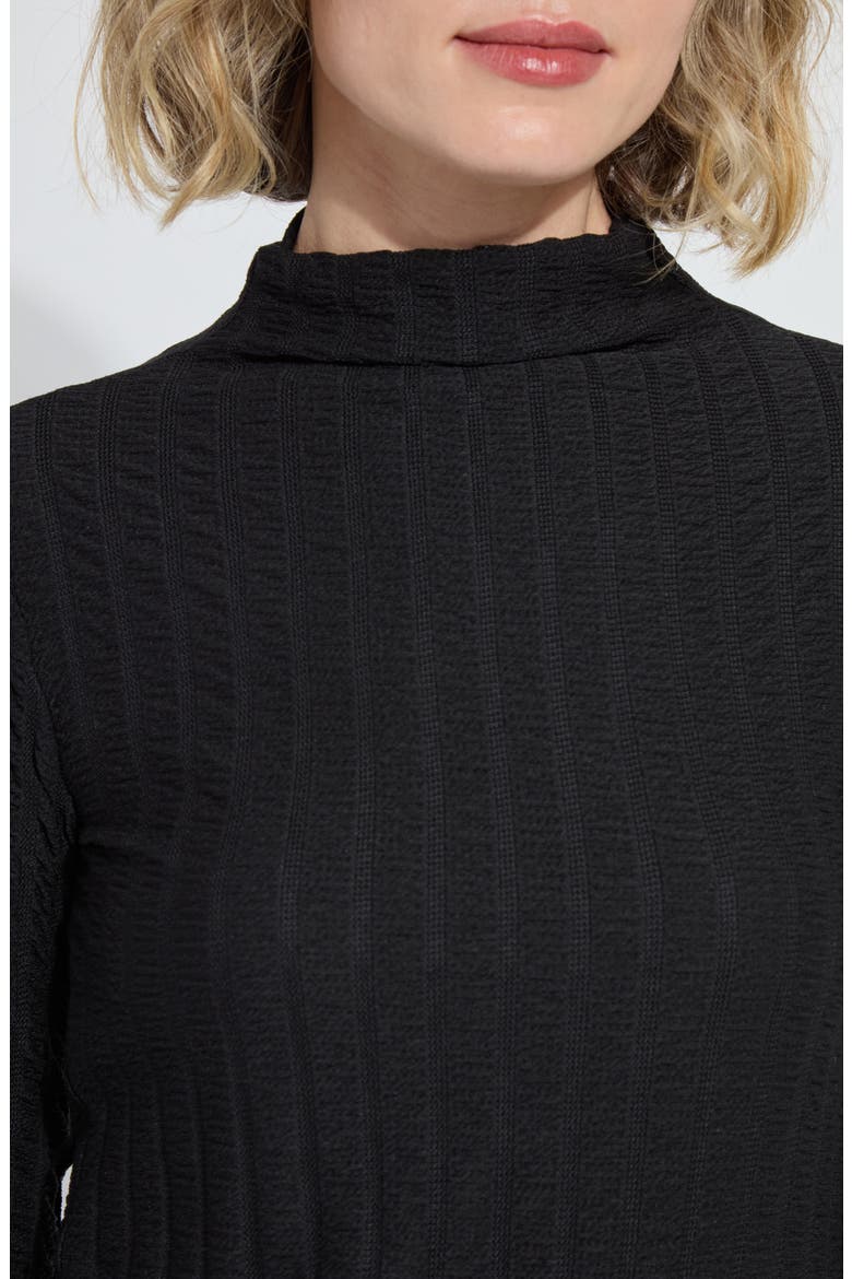 Isaura Funnel Neck Top, Alternate, color, BLACK VERTICAL TEXTURE
