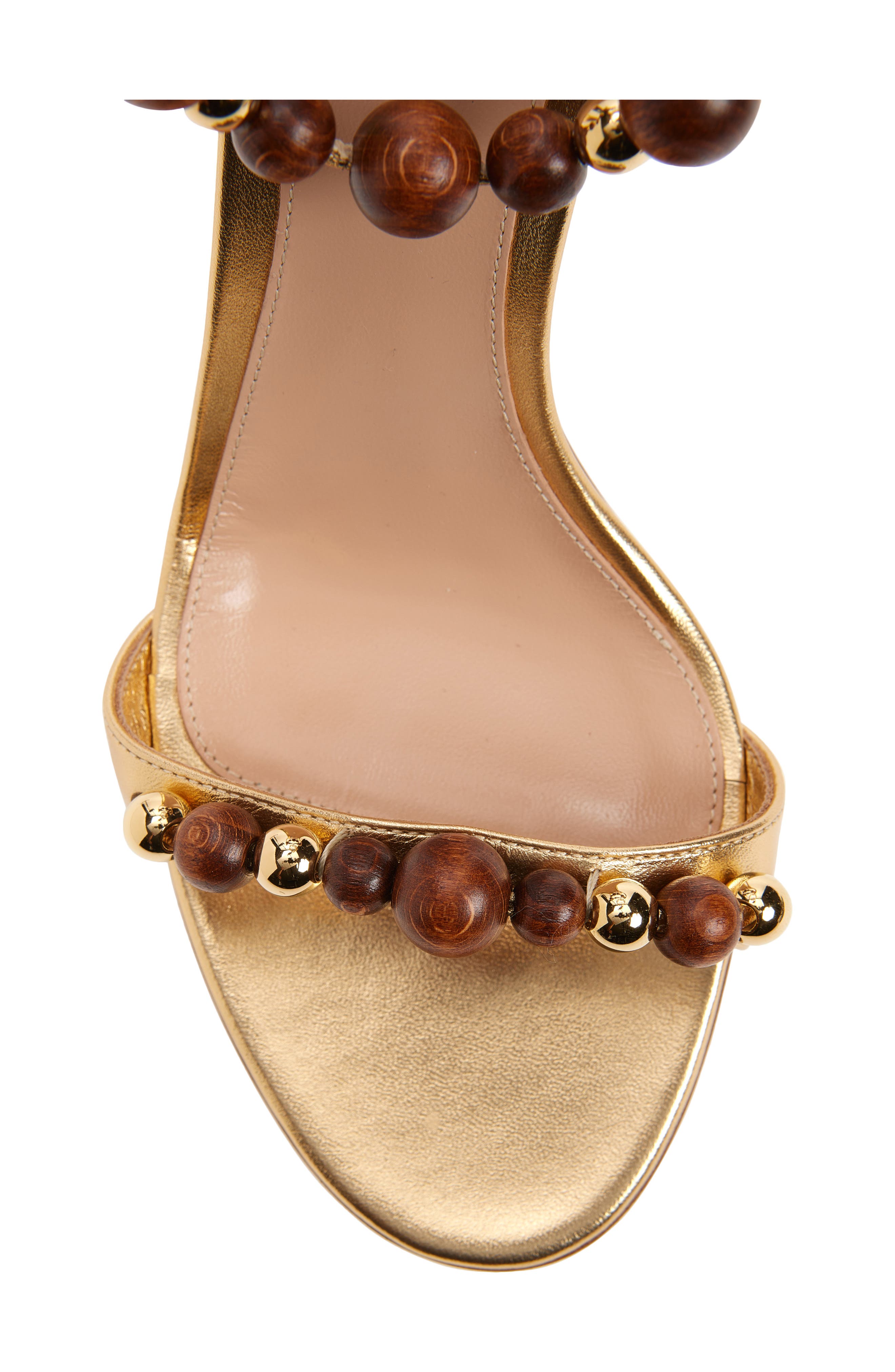 Gianvito Rossi Wood Bead Ankle Wrap Sandal, Alternate, color, Mekong