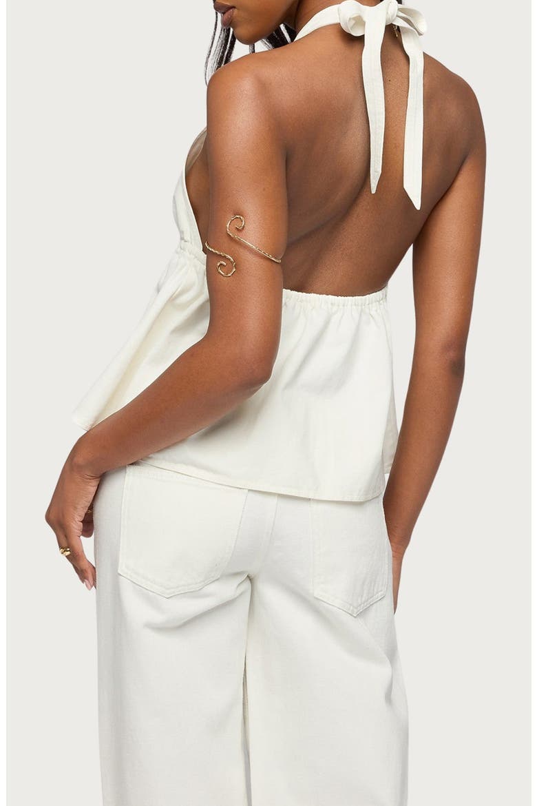 Safia Denim Halter Top, Alternate, color, WHITE