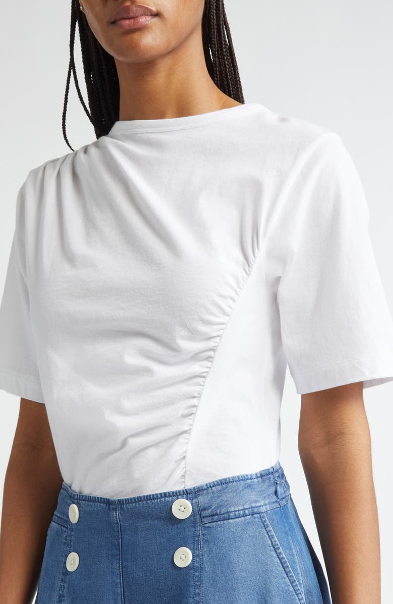 Derek Lam 10 Crosby Frederic Short Sleeve Ruched Cotton Top, Alternate, color, 