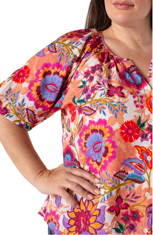 Liverpool Los Angeles Floral Print Puff Sleeve Button-up Shirt In Floral Prds Multi