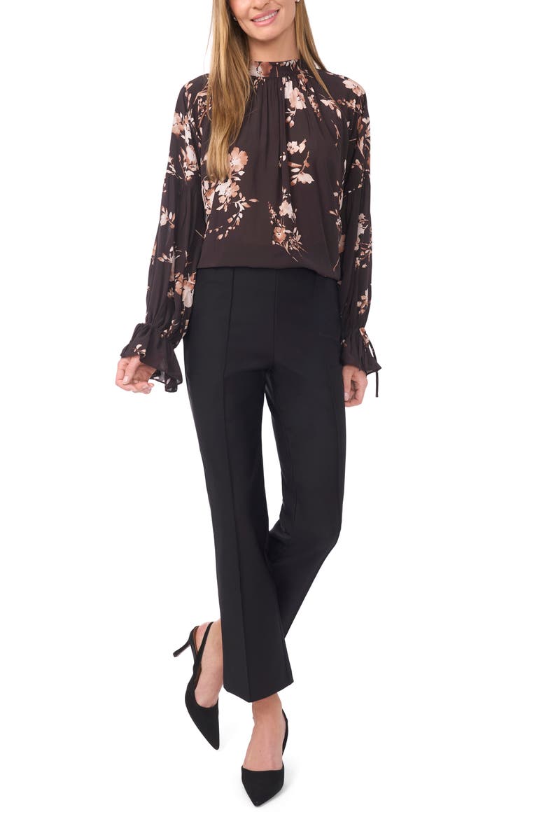 Fleur Tie Sleeve Top, Alternate, color, RICH BLACK
