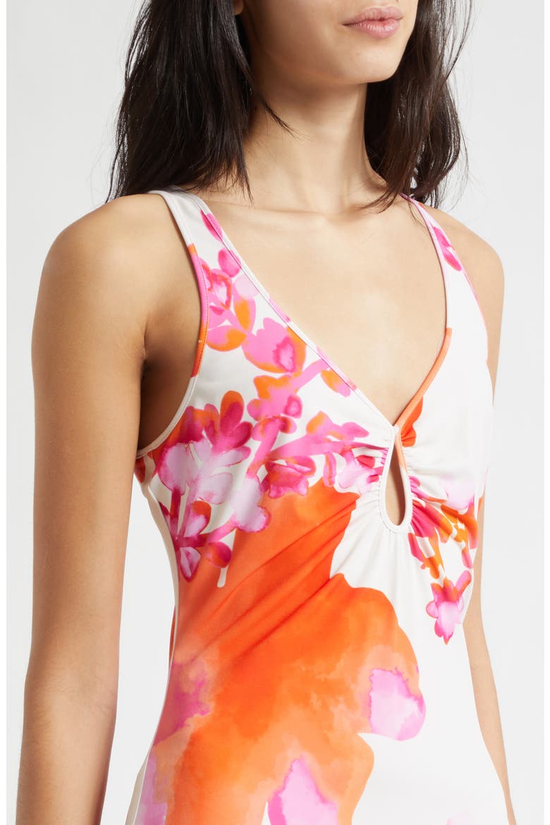 Jazz Floral Knit Maxi Dress, Alternate, color, SUNSET ORANGE FLORAL