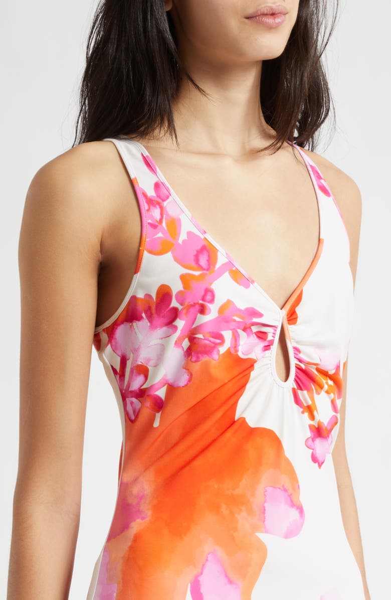 Ramy Brook Jazz Floral Knit Maxi Dress, Alternate, color, Sunset Orange Floral