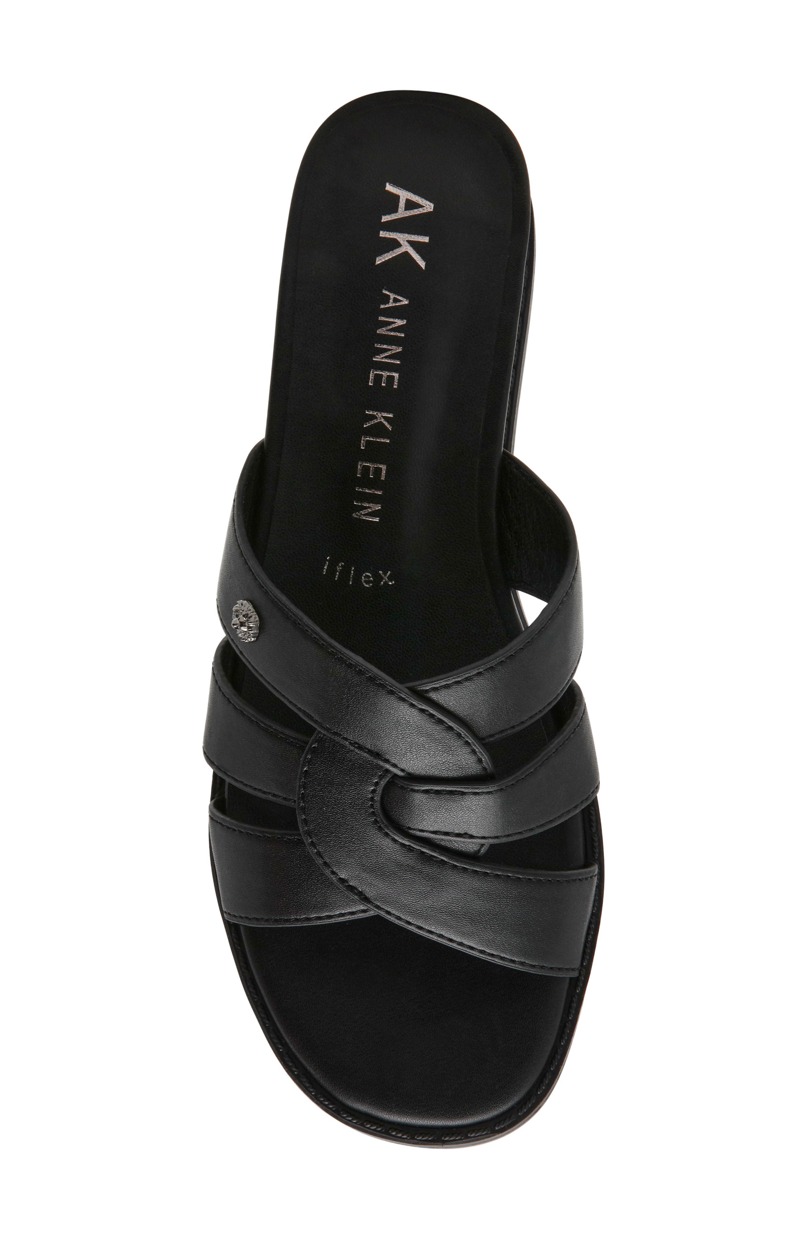 Anne Klein Babit Wedge Sandal, Alternate, color, Black Nappa Pu