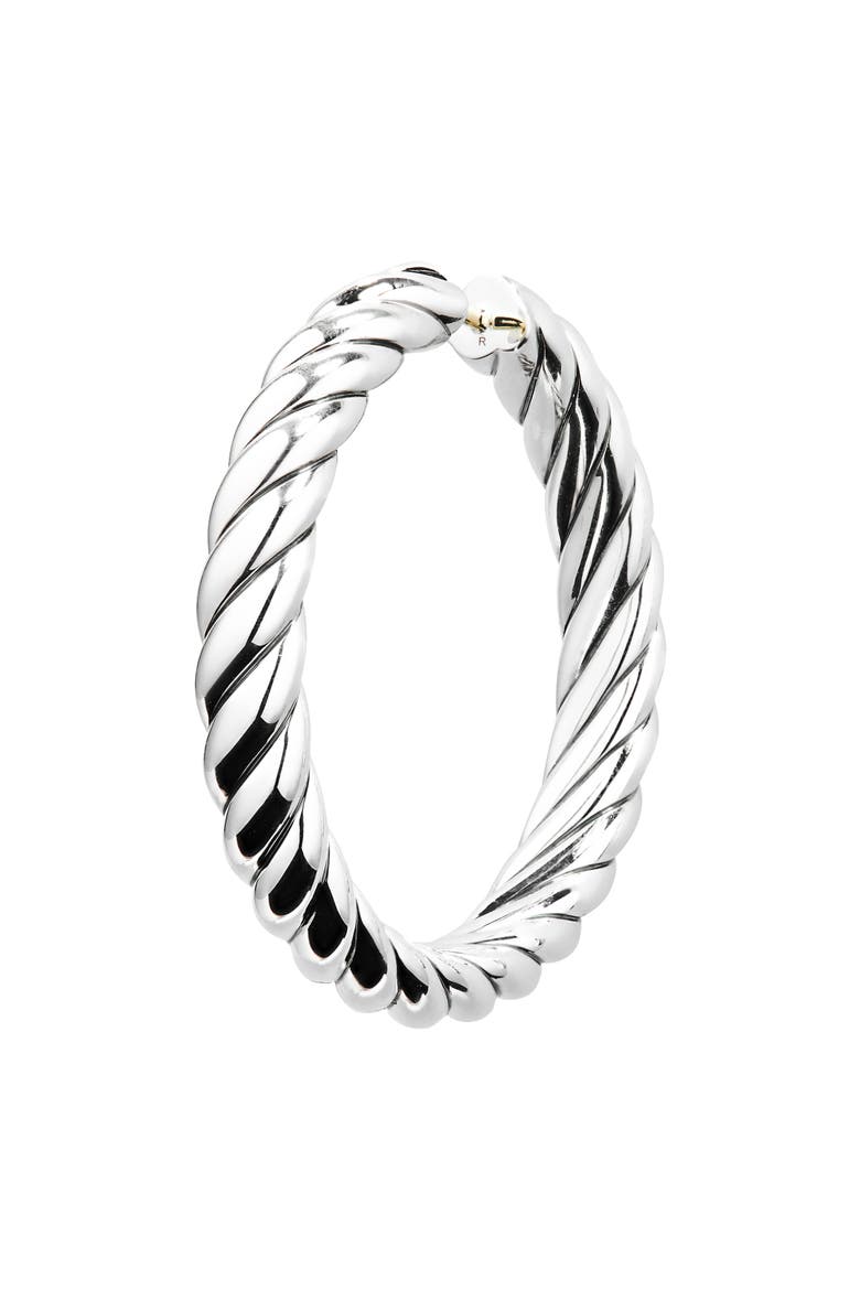 Sculpted Cable Hoop Earrings, Alternate, color, STERLING SILVER