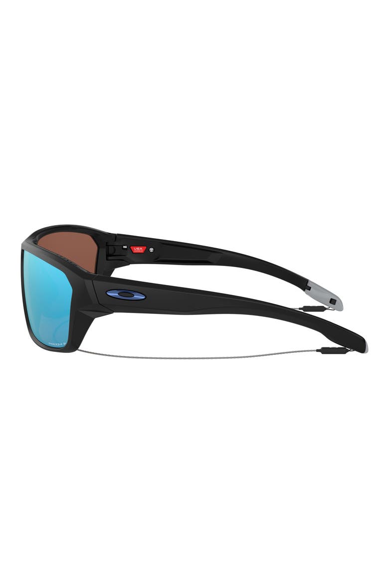 Split Shot 64mm Polarized Oversize Sunglasses, Alternate, color, BLACK