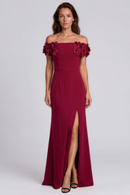 Rene Ruiz Off The Shoulder Crepe Gown