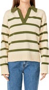 English Factory Stripe Collared Sweater