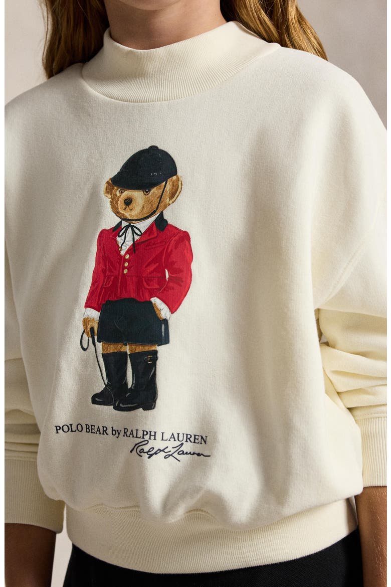 Kids' Polo Bear Graphic Print Fleece Sweatshirt, Alternate, color, CREAM