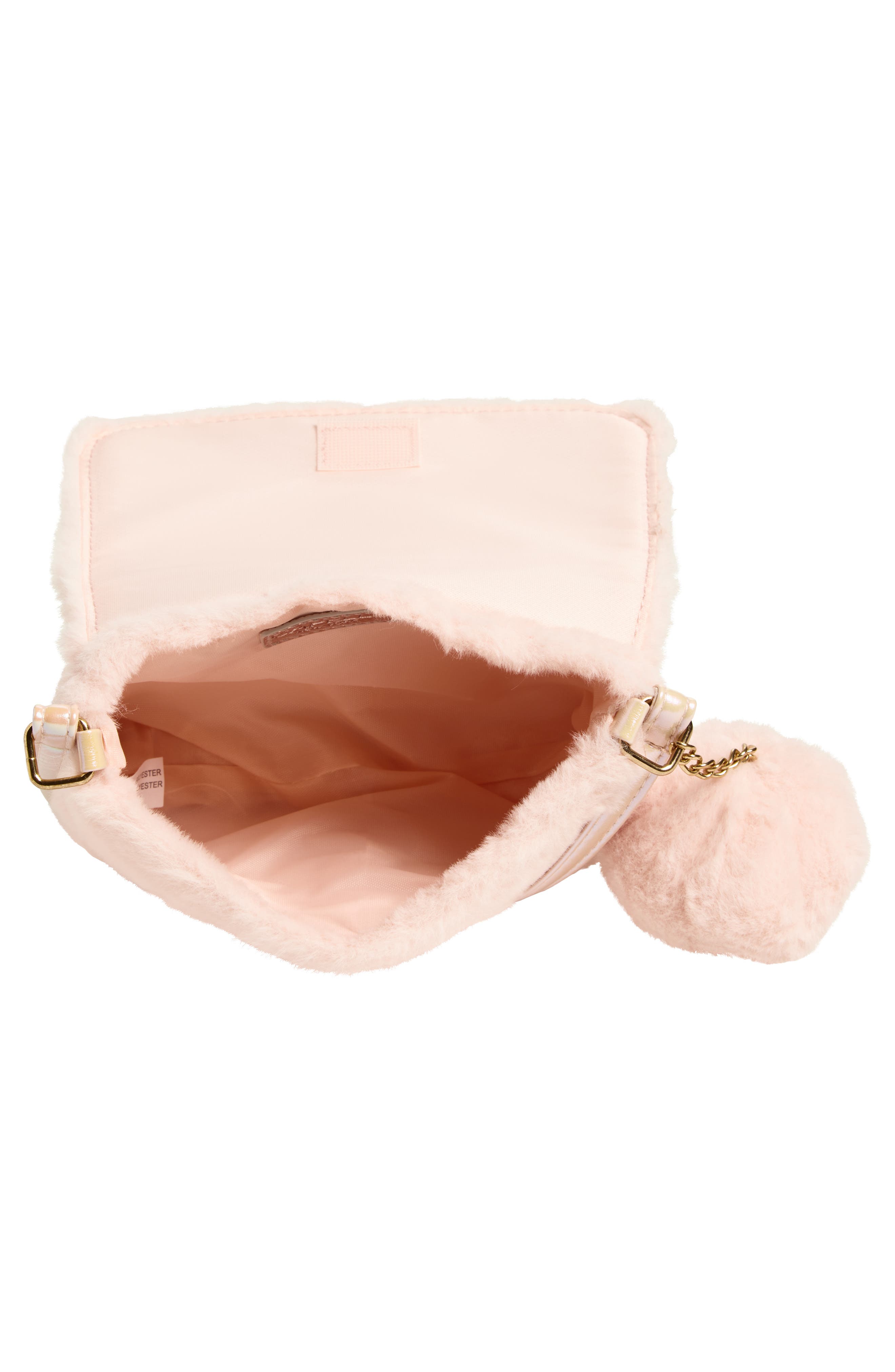 Capelli New York Kids' Faux Faur Crossbody Bag, Alternate, color, Light Pink