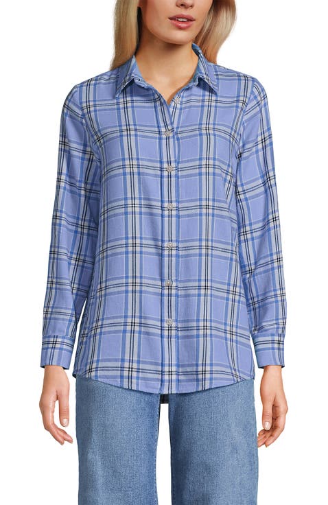 Plus Size Flannel Boyfriend Long Sleeve Shirt