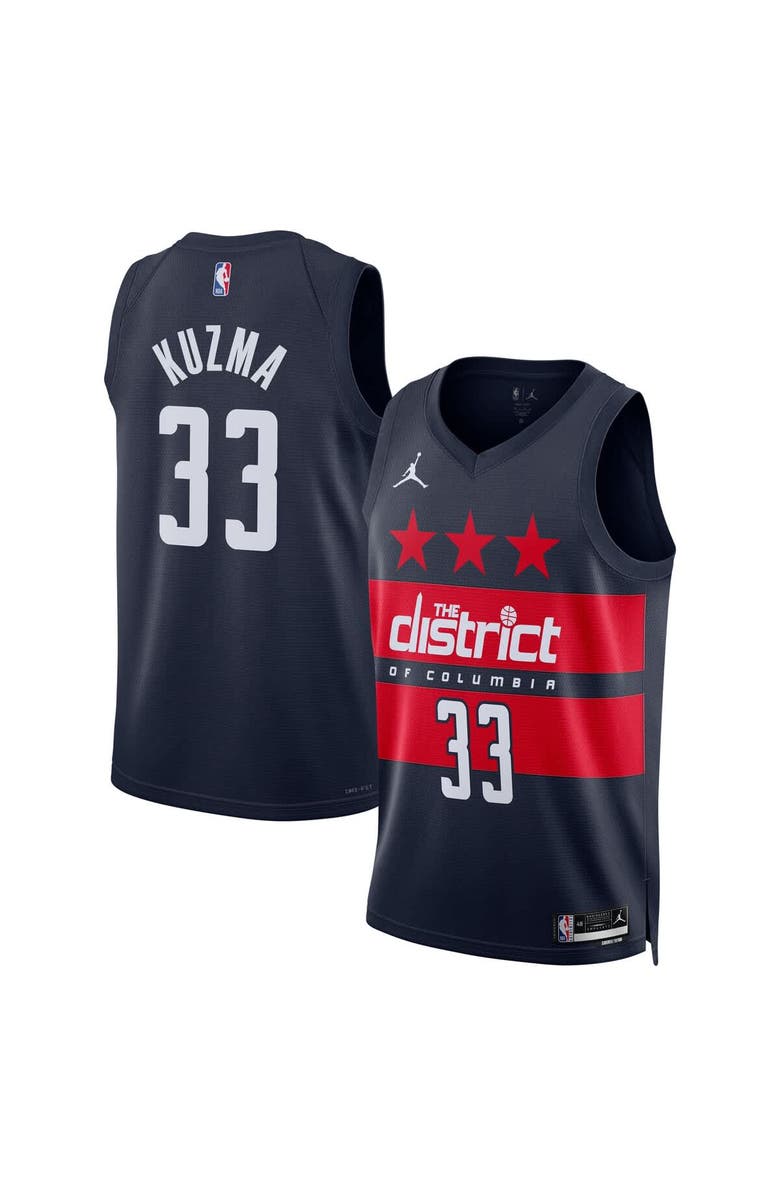 Jordan Brand Unisex Jordan Brand Kyle Kuzma Navy Washington Wizards 2024/25 Swingman Jersey - Statement Edition, Main, color, 