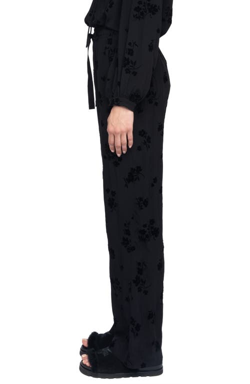 Zadig & Voltaire Poma Floral Satin Drawstring Waist Pants In Black