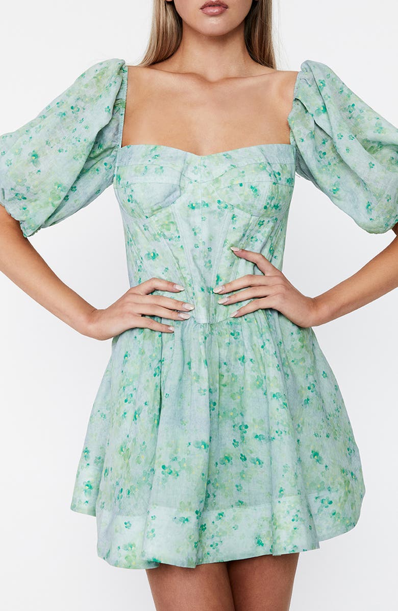 Bardot Kiah Puff Sleeve Corset Minidress, Alternate, color,